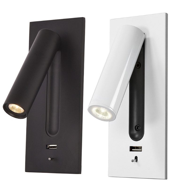 Zerouno Fali Lámpa Ágy Fejtámla Olvasólámpák Led Lámpák 5v 2.1a Usb Töltő Kapcsoló Szállodai Éjjeli Falikar Világítás