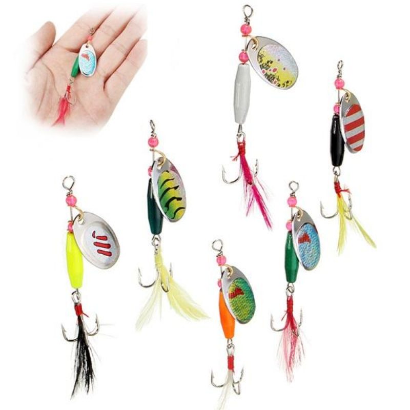 6db Kanál Fém Horgászcsalik Crankbaits Bass Tackle Horgok Készlet Spinner Csalik