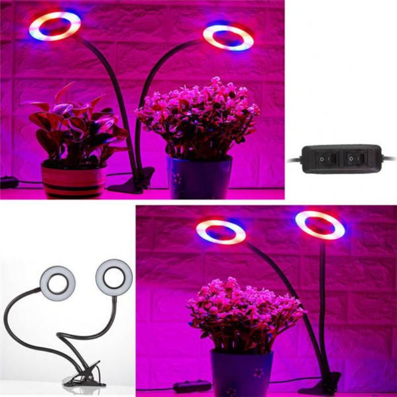 24 W-os Daul Head Led Plant Grow Light Rugalmas Asztali Csipeszes Lámpa Zöldségekhez Gyümölcsökhöz Virágokhoz Hidroponikához
