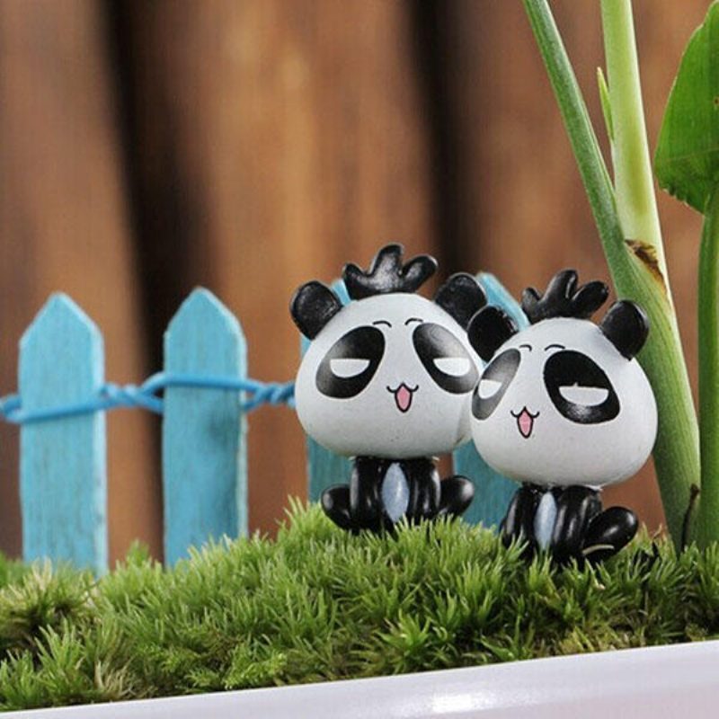 Diy Miniatűr Aranyos Panda Díszek Cserepes Növény Kerti Dekoráció
