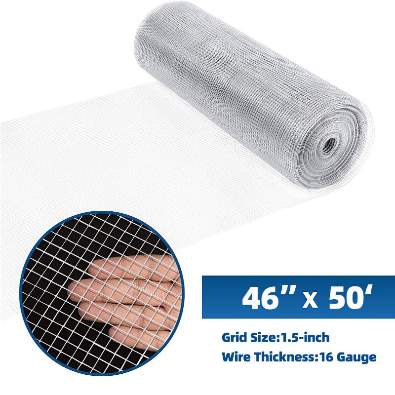 Hardver Fekete Vinil Bevonatú Drótháló 4 Láb X 50 Láb Méretű Csirke Drótkerítés 1.5" X Rács 16 Méteres A Csirkeszövethez/futtatáshoz/ketrechez/tollhoz/zöldségkert- És Lakásfelújítási Projekthez