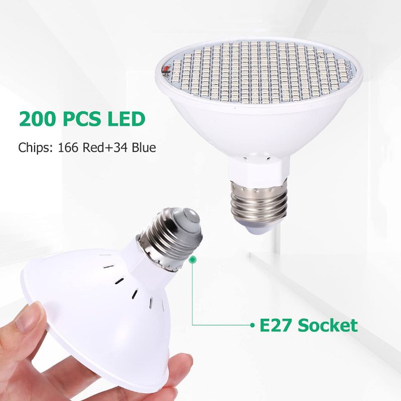 Led Grow Izzó 20 W Növényi Lámpa 200 Led-del E27 Base Izzók Beltéri Növényekhez Zöldségekhez Üvegházakhoz És Hidroponikusokhoz