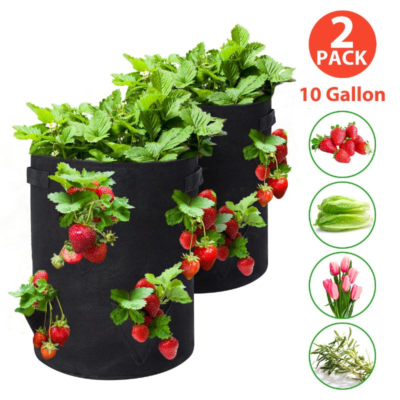 Tvird Eper Ültető Táskák 2 Csomag 10 Gallon Ültetőtasak Szövet Edények Prémium Légáteresztő Szövettáskák