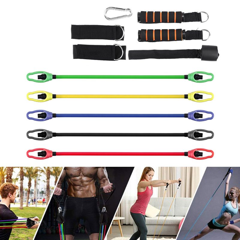 11 Db Fitness Ellenállás Szalag Készlet Pilates Húzókötél Gyakorlatok Gumiszalag
