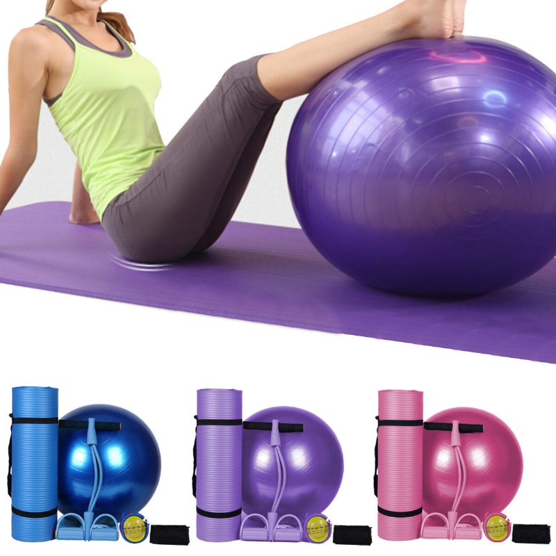 3 Db/szett Alakformáló Fitness Jógalabda + Jógaszőnyeg Pad + Pedálhúzó Latex Hasi Edző