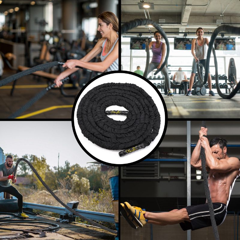 30 Láb 1.5 Hüvelykes Harci Kötél Edzés Erő Hullámzó Gyakorlat Eszközök Otthoni Edzőterem Fitnesz Felszerelés