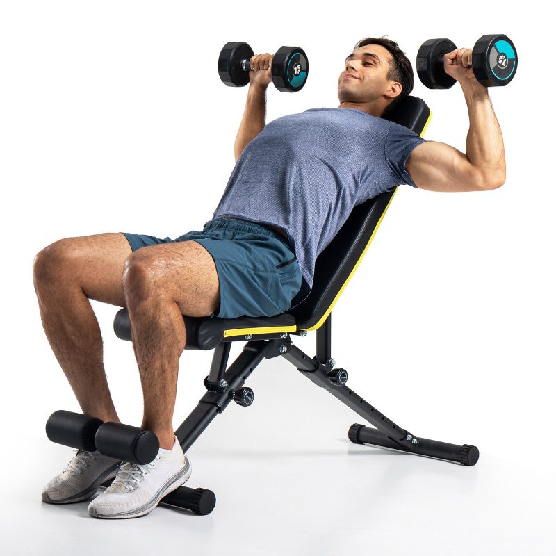 Doufit Lapos Súlyú Pad Összecsukható 1000 Lbs Súlyzós Kapacitás Az Erősítő Edzéshez Fekvenyomás Edzőpadok Otthoni Edzőteremben Súlyzópadhoz És Könnyen Hordozható
