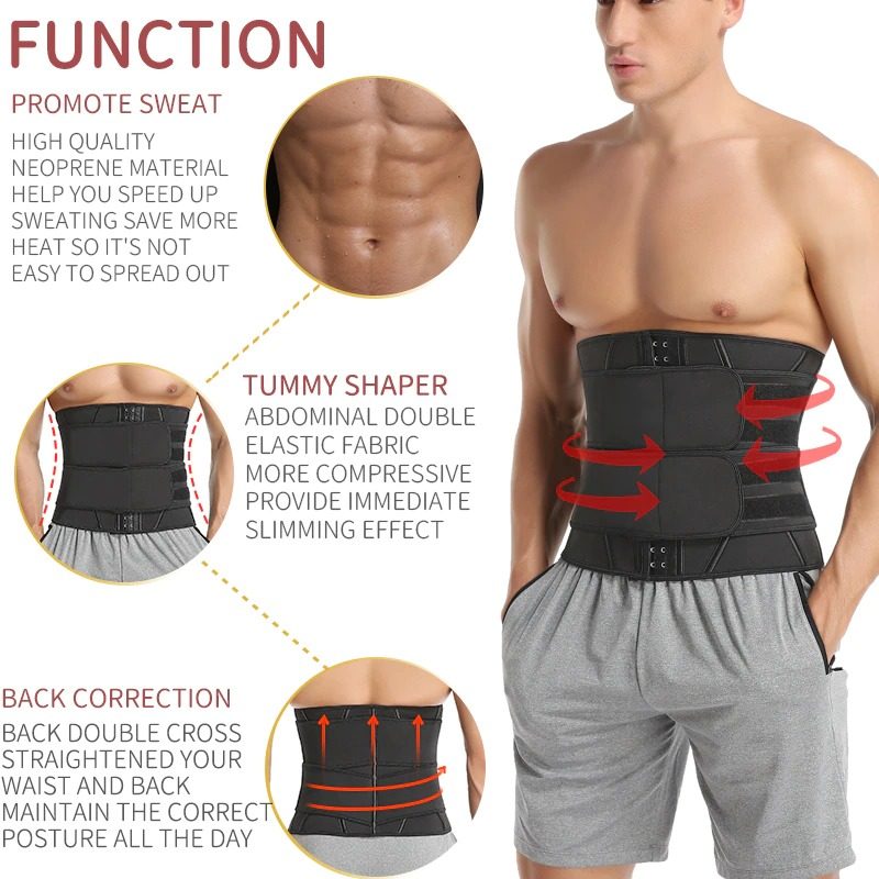 Férfi Waist Trainer Fitness Karcsúsító Öv Szauna Alakformáló Fűző Hasra