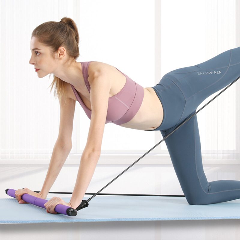 Hordozható Pilates Rúdkészlet + Ellenállás Pánt Állítható Tornabot Alakformáló Otthoni Edzőtermi Edzőfelszerelés