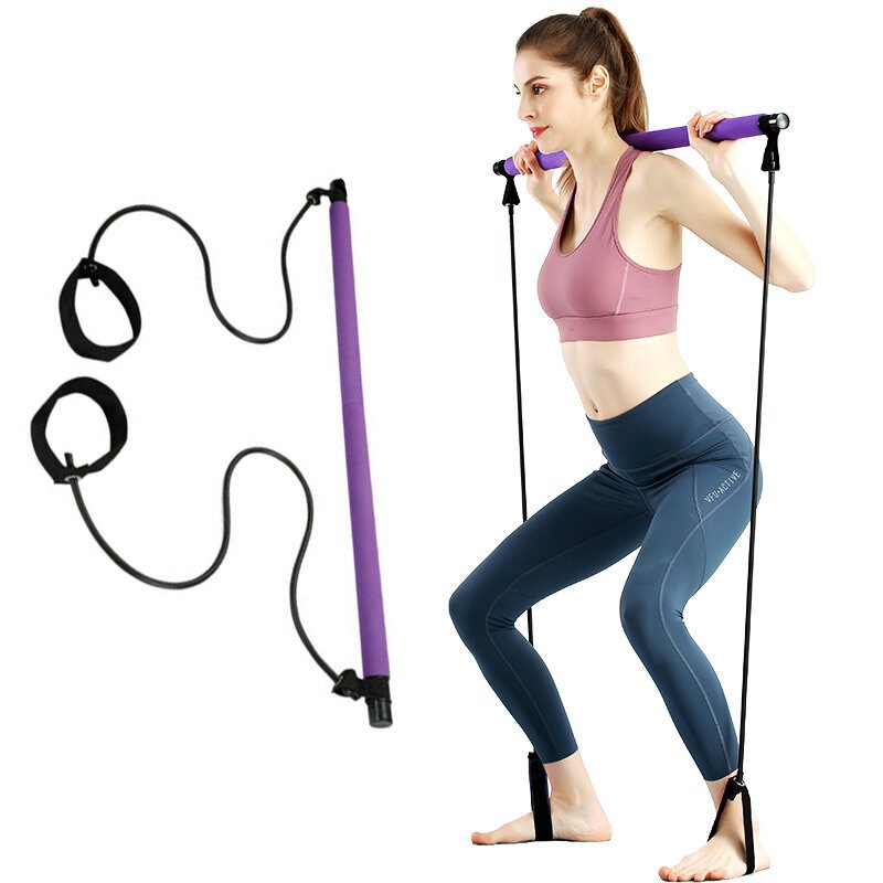 Hordozható Pilates Rúdkészlet + Ellenállás Pánt Állítható Tornabot Alakformáló Otthoni Edzőtermi Edzőfelszerelés