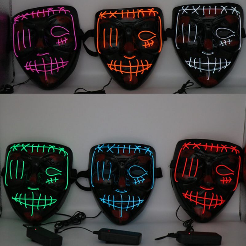 Halloween Led Többszínű Világító Maszk Világít A Purge Movie Costume Party Mask