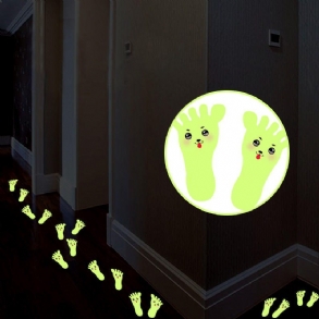 1 Pár Aranyos Rajzfilm Kis Lábak Fluoreszkáló Fali Matricák Kreatív Barkácsolás Lépcsős Padlóra Világító Szalag