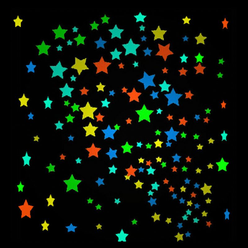25db Fluoreszcens Glow Star Falimatrica Izzó S M L Színes Csillag Falmatricák Otthoni Fali Dekoráció