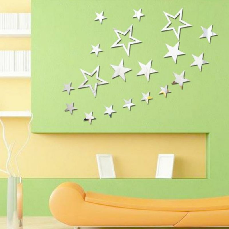 3d Star Többszínű Barkács Alakú Tükör Fali Matricák Otthoni Fal Hálószoba Irodai Dekoráció
