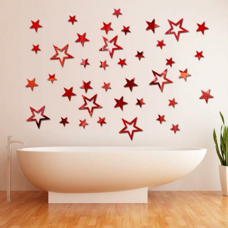 3d Star Többszínű Barkács Alakú Tükör Fali Matricák Otthoni Fal Hálószoba Irodai Dekoráció