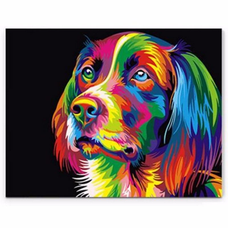 50x40cm Színes Kiskutya Kis Állat Kisállat Barkács Saját Kézműves Festékkészlet Lakberendezés Fa Kerettel