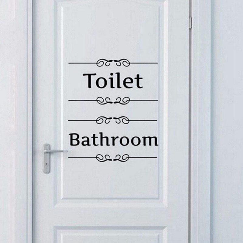 Kivehető Pvc Fürdőszobai Wc-falmatrica Ajtómatricák Barkácsolás Otthoni Dekorációval