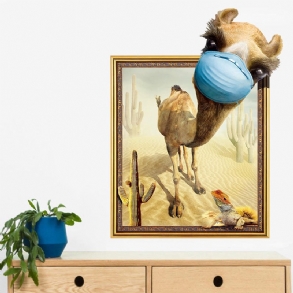 Miico Creative 3d Desert Camel Frame Pvc Kivehető Otthoni Szoba Dekoratív Fali Ajtó Dekor Matrica