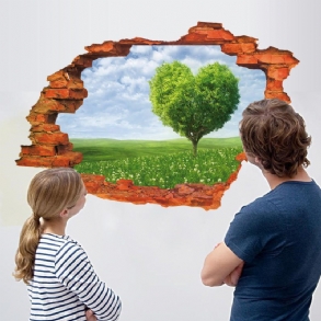 Miico Creative 3d Love Tree Táj Törött Falú Eltávolítható Otthoni Szoba Dekoratív Fali Dekorációs Matrica