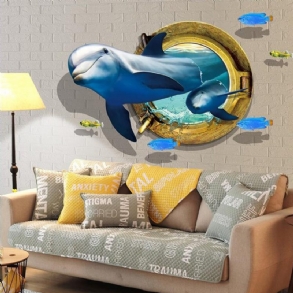 Miico Kreatív 3d Delfin Ablak Tengeri Halak Pvc Kivehető Otthoni Szoba Dekoratív Fali Dekor Matrica